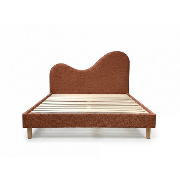 Polsterdatud kaheinimesevoodi liistudest raamiga 180x200 cm terrakota värvi Celina - Bobochic Paris