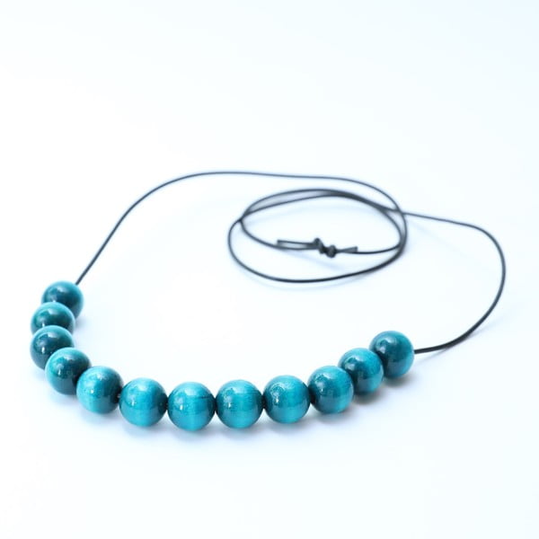 Tyrkysově modrý dřevěný dlouhý náhrdelník Ko-ra-le Long