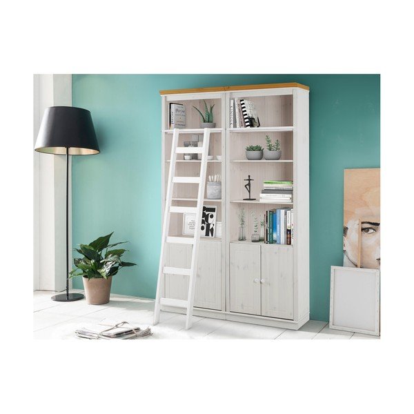 Valge männipuidust raamaturiiul 148x223 cm Anita - Støraa-image-1