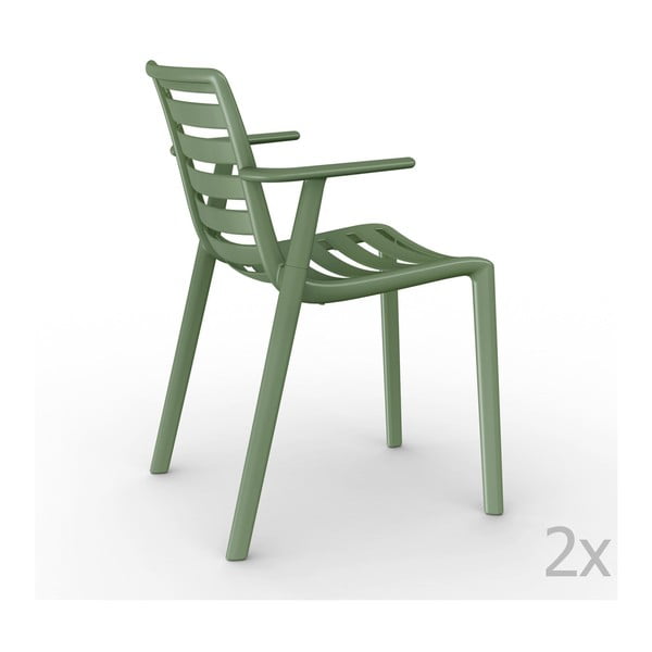 Sada 2 zelených zahradních židlí s područkami Resol Slatkat
