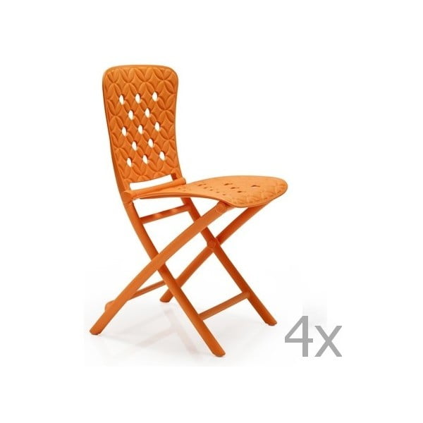 Sada 4 oranžových zahradních židlí Nardi Zac Classic Spring