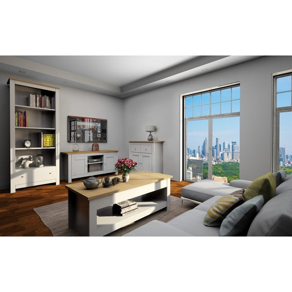 Madal tammedekooriga kummut naturaalne hall 79x81 cm Smaragd – Støraa-image-1