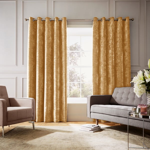 Kollased šenill-kangast termokardinad 2tk komplektis 168x183 cm Selene Luxury Chenille - Hyperion-image-1