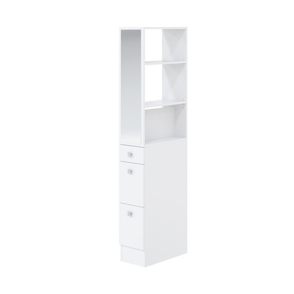 Valge kõrge vannitoakapp koos peegliga 24x180 cm Combi - TemaHome-image-2