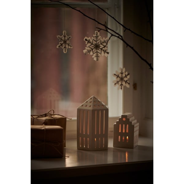 Valge keraamiline latern Pikk kirik, kõrgus 10 cm Urbania Lighthouse Long Church - Kähler Design-image-1