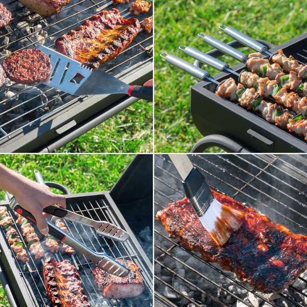 11-osaline roostevabast terasest grillimisriistade komplekt Professional Barbecue karbis - InnovaGoods-image-1