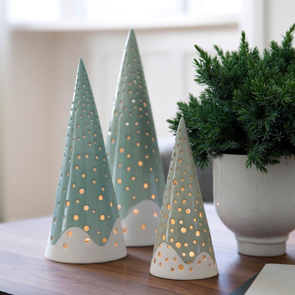 Türkiissinine jõuluküünlajalg, valmistatud luuportselanist , kõrgus 25,5 cm Nobili - Kähler Design-image-2