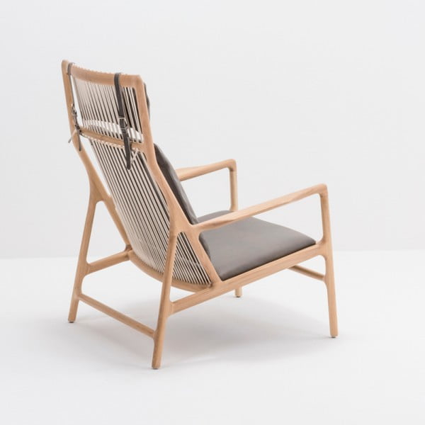 Massiivse tammepuust konstruktsiooniga ja halli pühvlinahast istmega tugitool Dedo - Gazzda-image-2