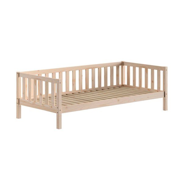 Lastevoodi männipuidust liistudest raamiga 90x200 cm naturaalses värvitoonis Dallas - Vipack