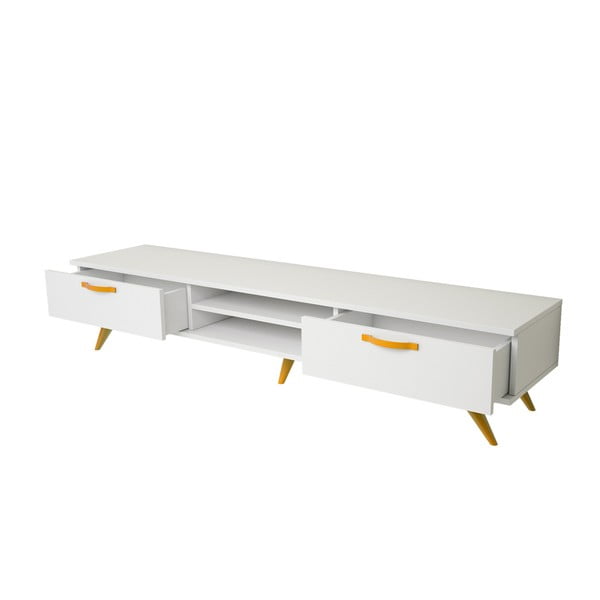 Bílý TV stolek se žlutýma nohama Magenta Home Coulour Series, šířka 180 cm