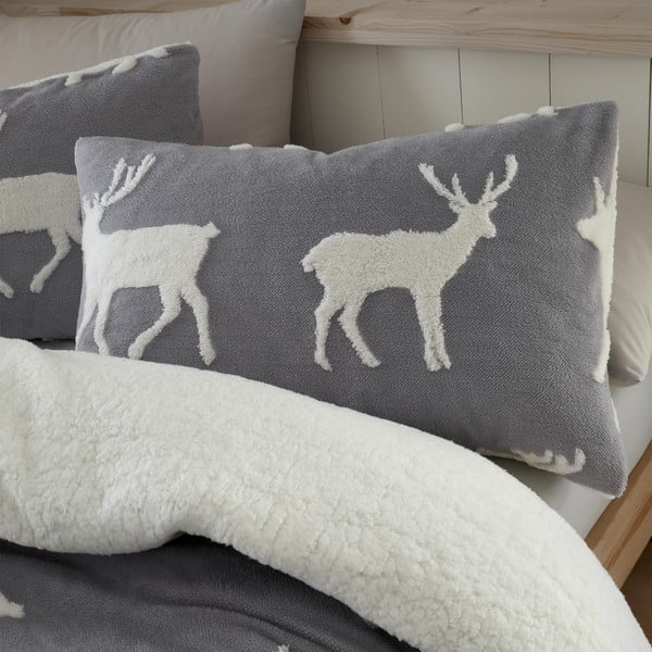 Valge-hall voodipesu 200x200 cm Stag Sherpa - Catherine Lansfield-image-2