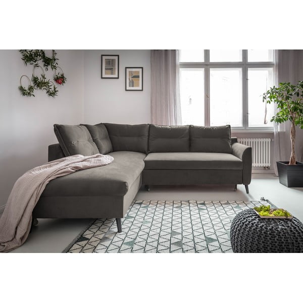 Tumehall sametne nurgadiivan L, vasakpoolne nurk Stylish Stan - Miuform-image-1