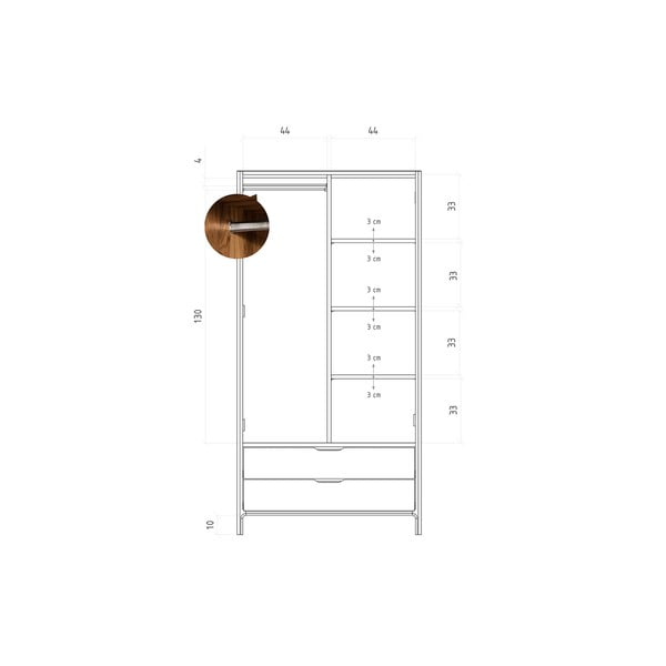 Tammepuidust riidekapp 90x188 cm Twig - The Beds-image-4