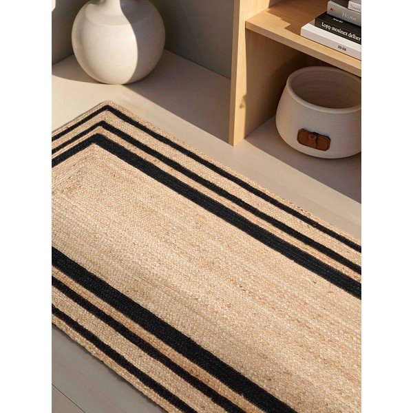 Must/naturaalne käsitsi kootud džuudist jooksja 70x200 cm Jutta - Hanse Home-image-2