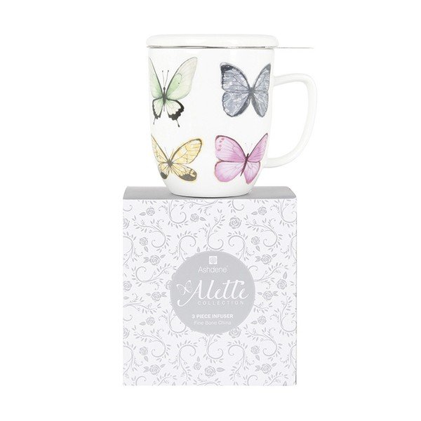 Hrnek z kostního porcelánu s pokličkou a sítkem na sypaný čaj Ashdene Alette, 350 ml-image-1