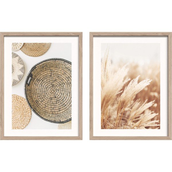 Trükitud pildid 2 tk komplektis koos raamiga 30x40 cm Full Beige - Styler