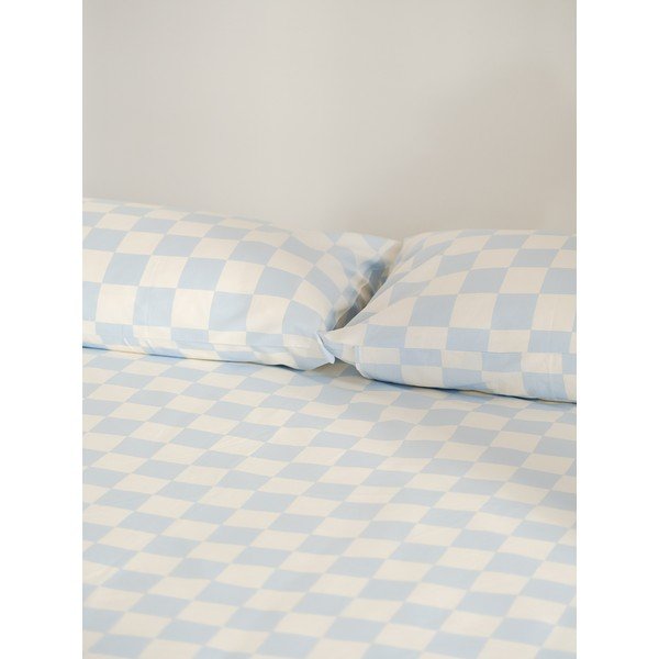 Helesinine/kreemikas puuvillasatiinist üheinimese tekikott 140x200 cm Plu - noo.ma-image-2