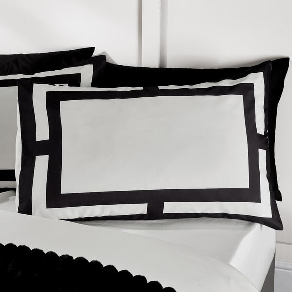 Must-valge voodipesu 200x200 cm Mono Panel - Catherine Lansfield-image-1