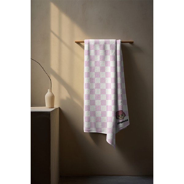 Roosa puuvillane beebirätik 75x140 cm Checkerboard - Playmobil-image-1