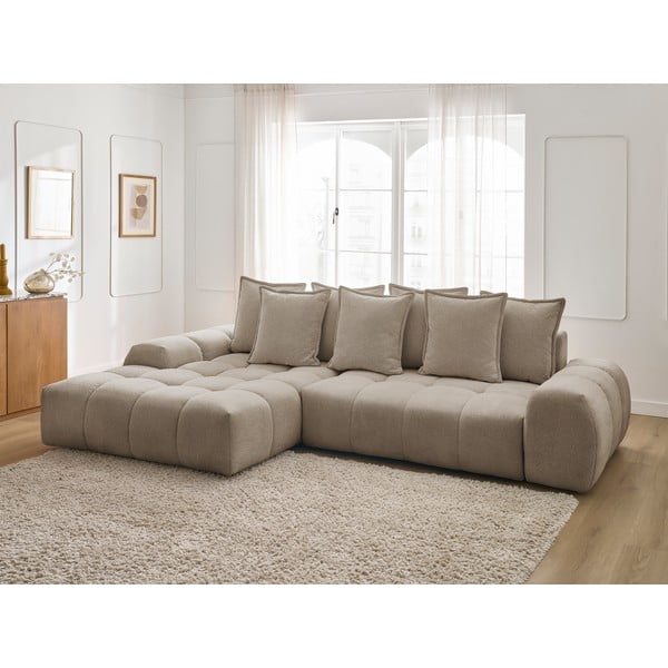 Hallikaspruun šenilldiivanvoodi/panipaigaga nurgadiivan (vasak nurk/diivanvoodiga) Everest - Bobochic Paris-image-1