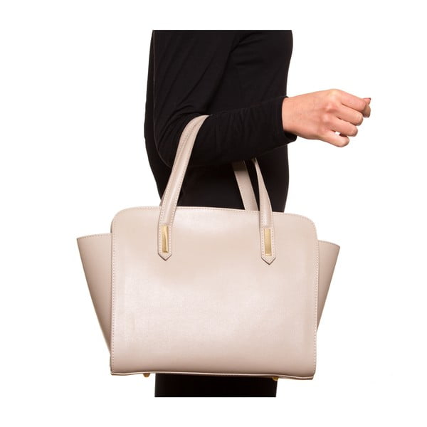 Kožená kabelka Luisa Vanini 421, krémová-image-4