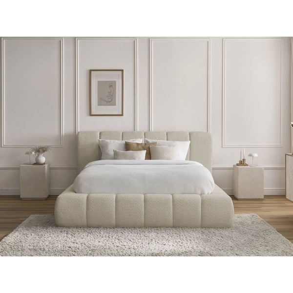 Beež polsterdatud kaheinimesevoodi koos panipaiga ja voodipõhjaga 180x200 cm Denali - Bobochic Paris-image-1