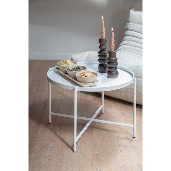 Valge metallist ümmargune diivanilaud ø 50 cm Meseta – Leitmotiv-image-2