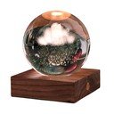 Tumepruun pähklipuidust LED dimmerdatav laualamp klaasist varjuga (kõrgus 12 cm) Amber - Gingko