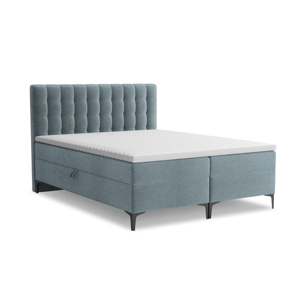 Helesinine boxspring voodi panipaigaga 160x200 cm Puhala – Makamii