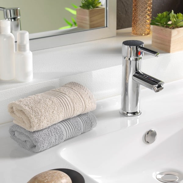 Beež frotee puuvillane rätik 30x50 cm Tendresse - douceur d'intérieur-image-1