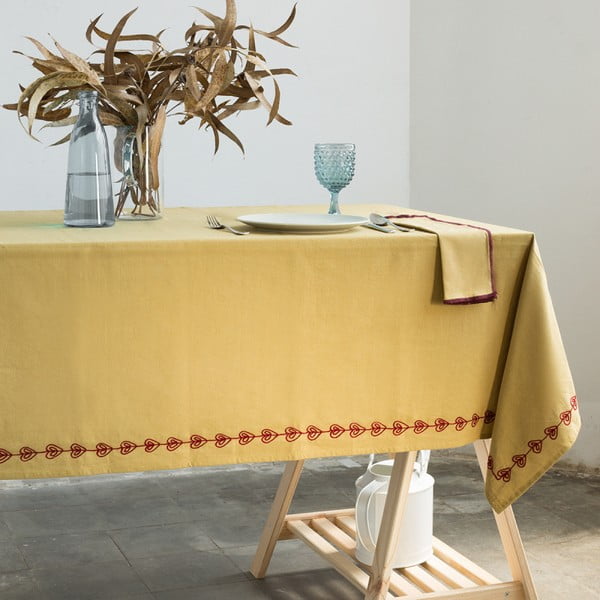 Hořčicově žlutý ubrus Corazon, 160 x 160 cm
