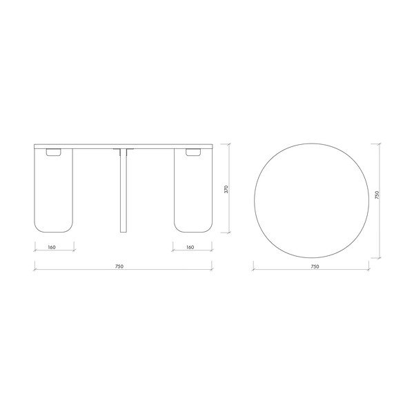 Ümmargune kohvilaud naturaalse tammepuust pealispinnaga, läbimõõduga 75 cm Kuvu - noo.ma-image-4