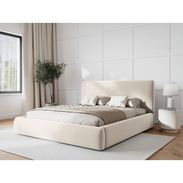Beež polsterdatud kaheinimesevoodi koos voodipõhja ja panipaigaga 160x200cm Colonel - Cosmopolitan Design-image-1