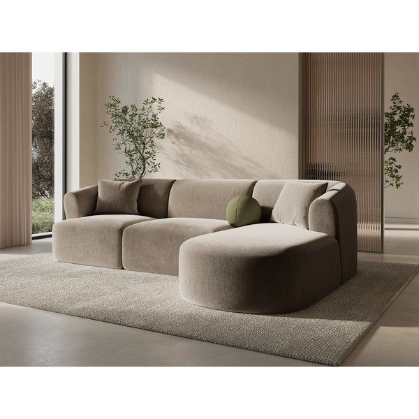 Helepruun sametist nurgadiivan (parem nurk/diivanvoodiga) Campi - Cosmopolitan Design-image-1