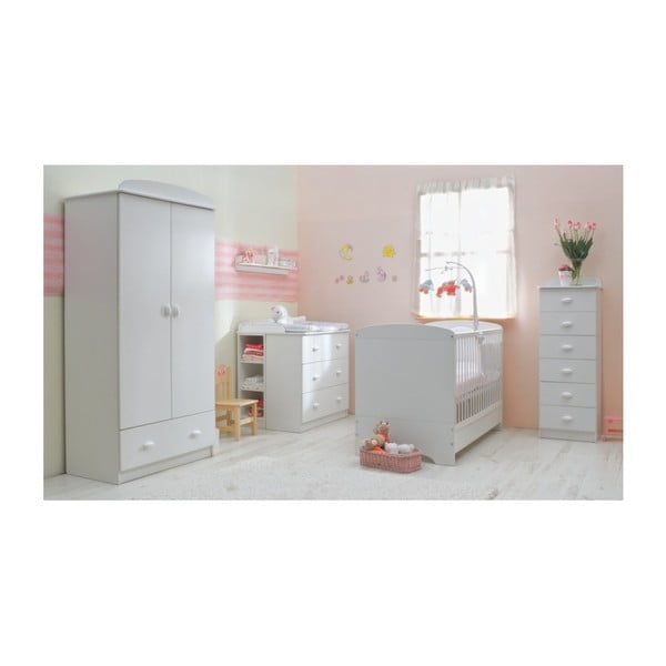 Bílá variabilní dětská postýlka se zásuvkou a lištou proti okusu bočnice Faktum Mokus, 70 x 140 cm-image-1