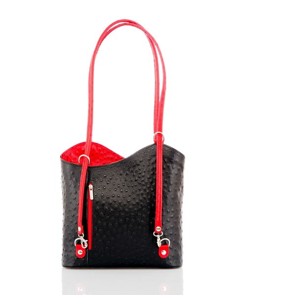 Černá kožená kabelka s detaily v červené barvě Glorious Black Parry