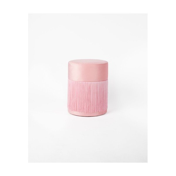 Růžový puf se sametovým potahem Velvet Atelier, ø 36 cm