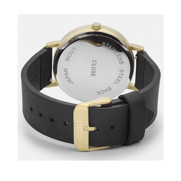 Naiste must nahkrihmaga ja marmorist numbrimärgiga kell Rose La Roche - Cluse-image-2