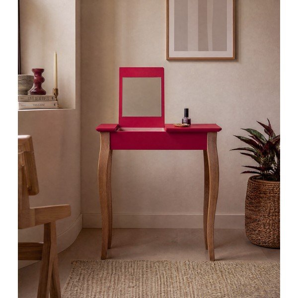 Punane seemislaud koos peegliga , laius 65 cm Lillo - Ragaba-image-3