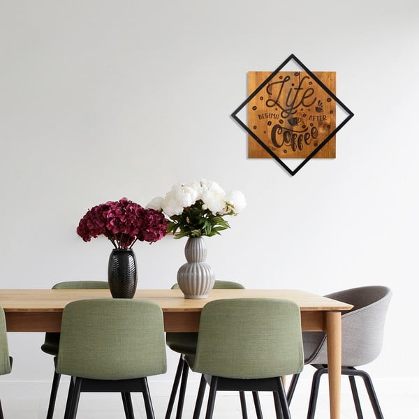 Puidust ja metallist seinakaunistus 54x54 cm Life Begins After Coffee - Wallity-image-1