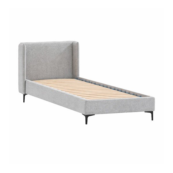 Hall polsterdatud üheinimesevoodi voodipõhjaga 90x200 cm Basti - Ropez