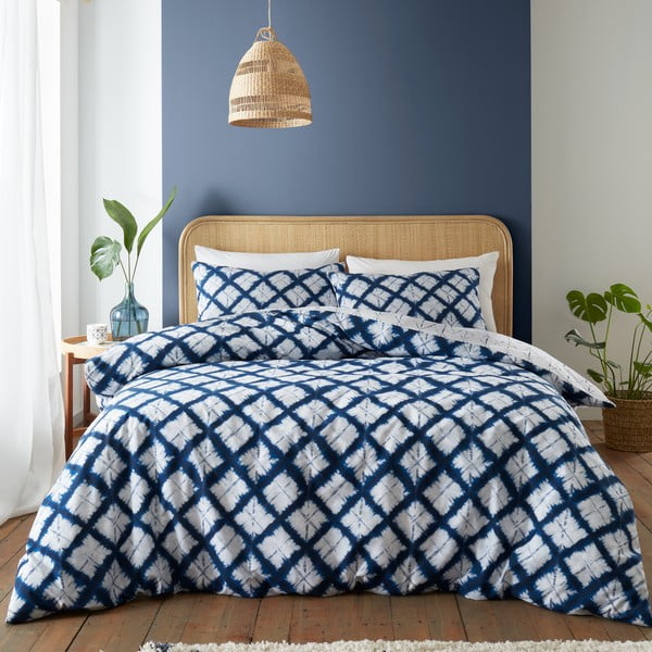 Sinine-valge voodipesu kaheinimesevoodile 200x200 cm Shibori - Catherine Lansfield