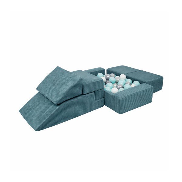 Türkiissinine velvetist-vahtplastist mänguväljak 100x35x40 cm Montessori - Meowbaby