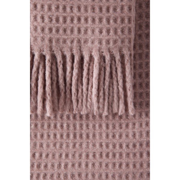 Roosa pleed puuvilla seguga 140x180 cm Basics Waffle – Euromant-image-1