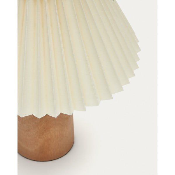 Beež kummipuidust lauavalgusti tekstiilist varjuga (kõrgus 33 cm) Benicarlo - Kave Home-image-4