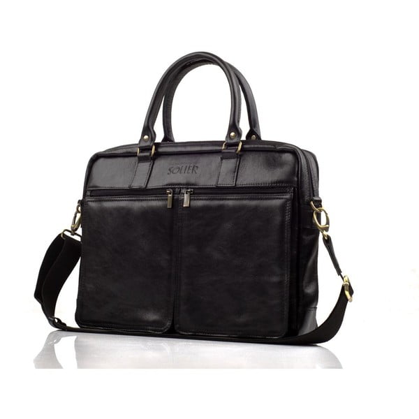 Pánská kožená taška Solier SL01 Black-image-1