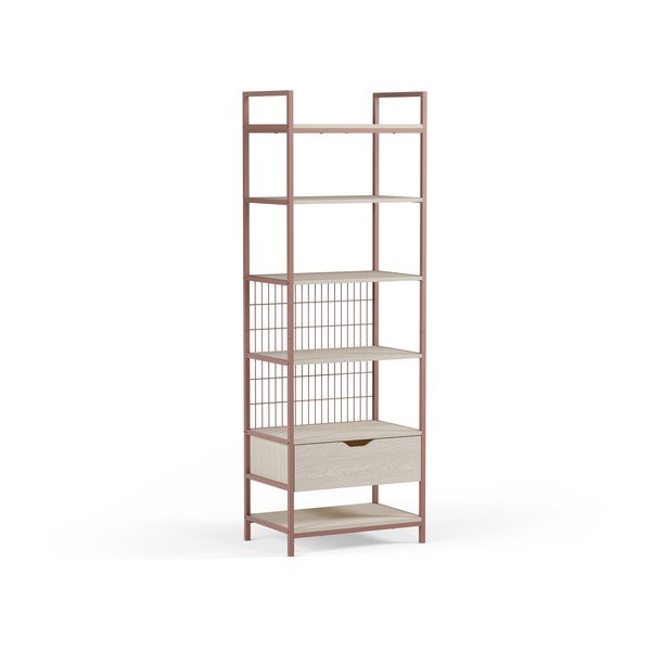 Terrakota värvi terasest raamaturiiul 60x179,5x40 cm Amara - Marckeric