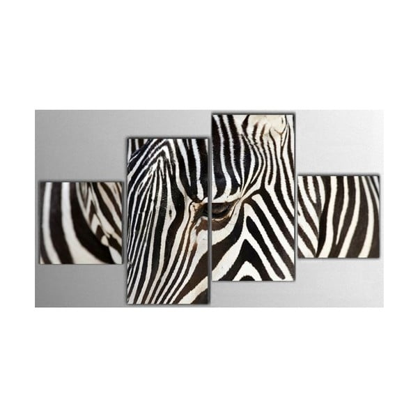 4dílný obraz Zebra, 50x100 cm