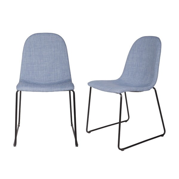 Sada 2 modrých jídelních židlí Copper Light Blue