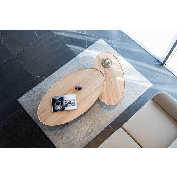 Naturaalset värvi tammepuust kohvilaud 80x150 cm Mu - Gazzda-image-1